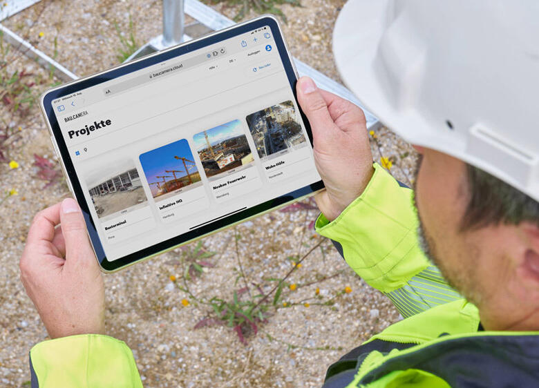 BAU.CAMERA Cloud App auf einem Tablet
